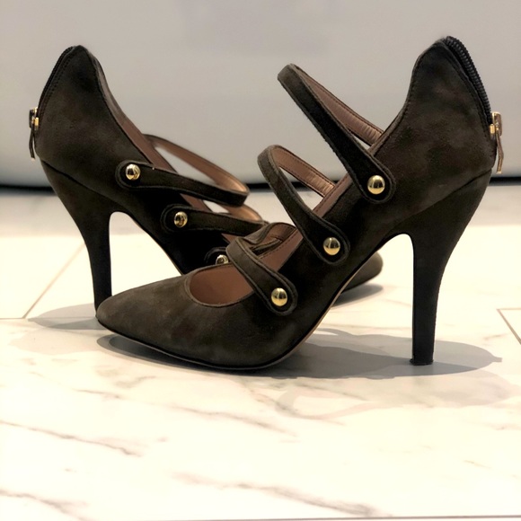 Strappy 4-inch Olive Green Heels - Picture 1 of 3